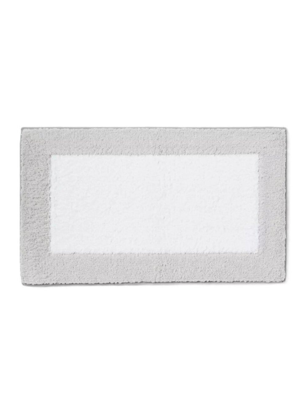 Threshold Medium Fluffy Pile White & Gray Border Bath Rug Mat 20" x 34"